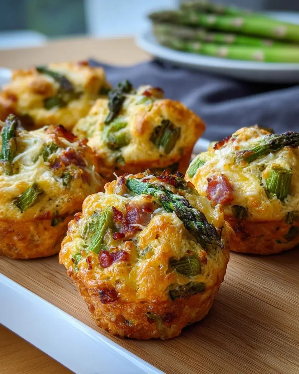 Spargelmuffins mit Schinkenwürfeln