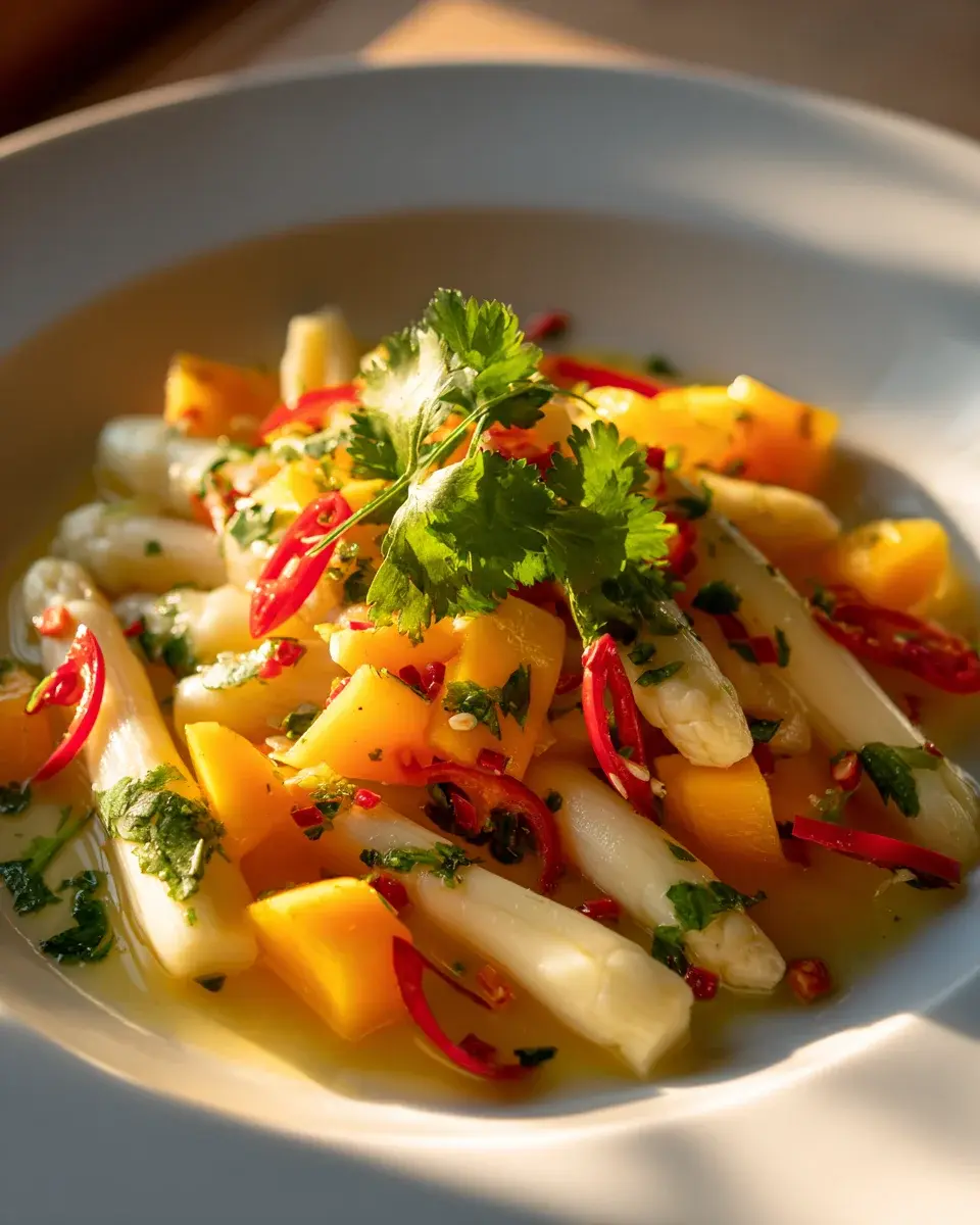 Spargelsalat mit Mango Chili Limettensaft
