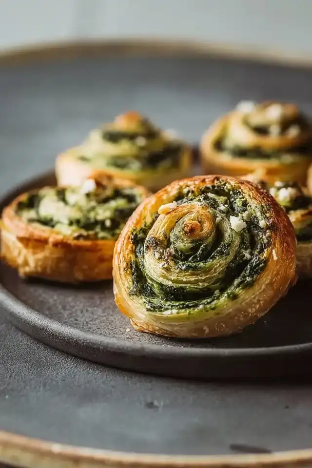 Spinat Blätterteig Schnecken Rezept