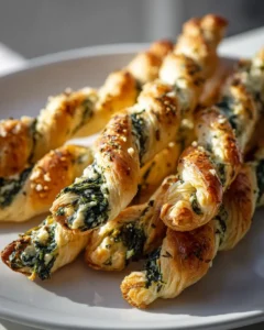 Leckere Spinat-Feta-Blätterteig-Käse-Drehriegel