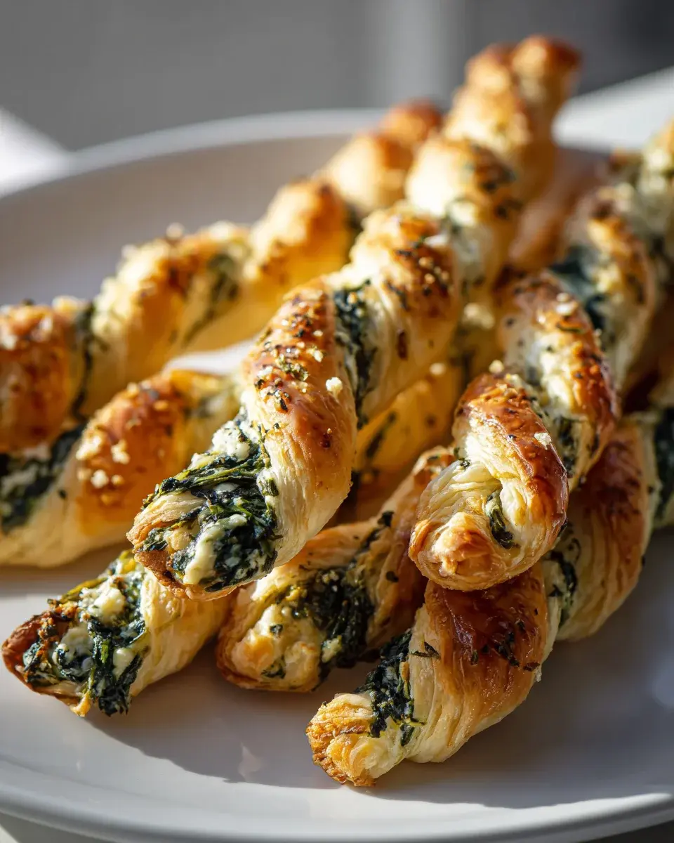 Spinat Feta Blätterteig Käse Drehriegel Rezept