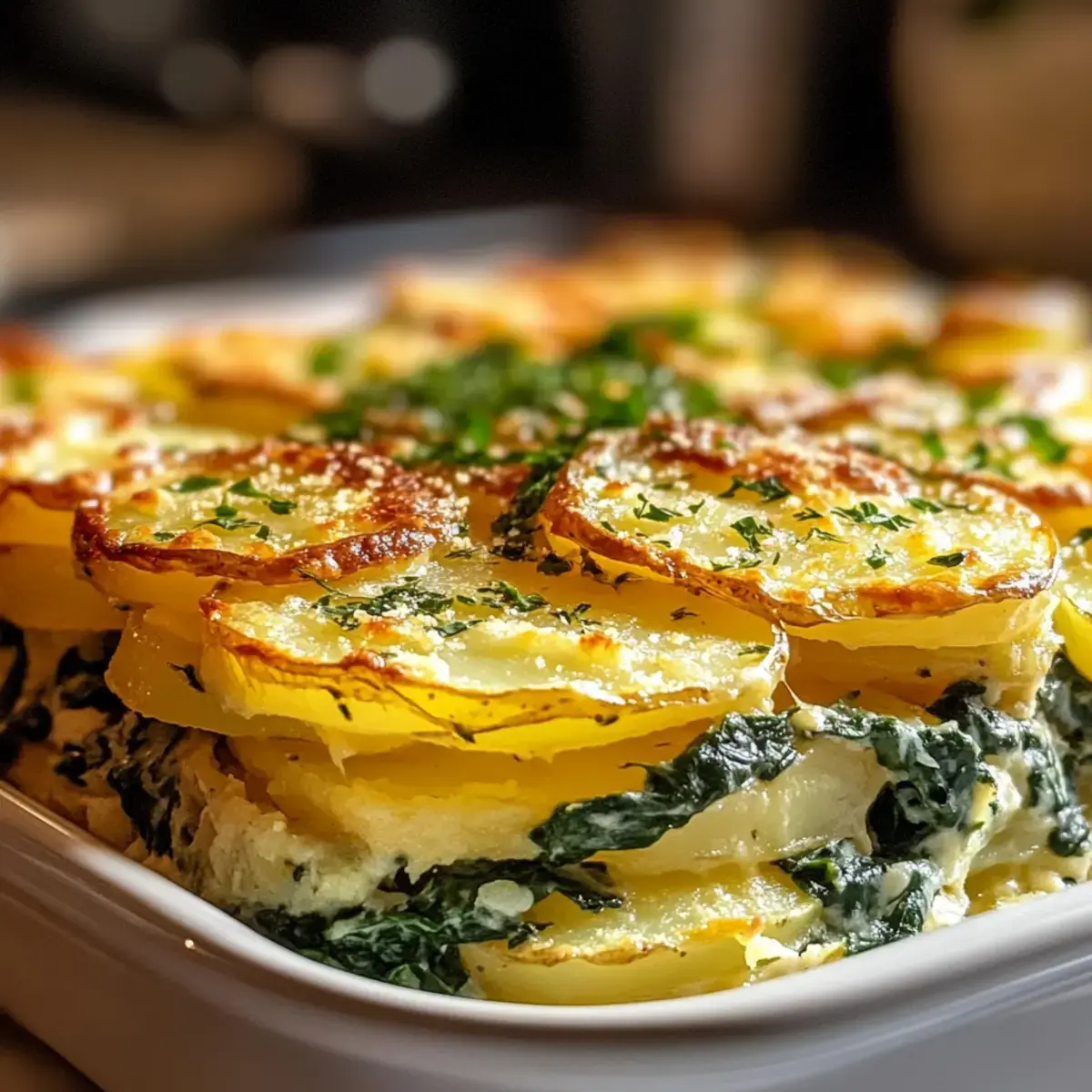 Spinat-Kartoffel-Knoblauch-Auflauf