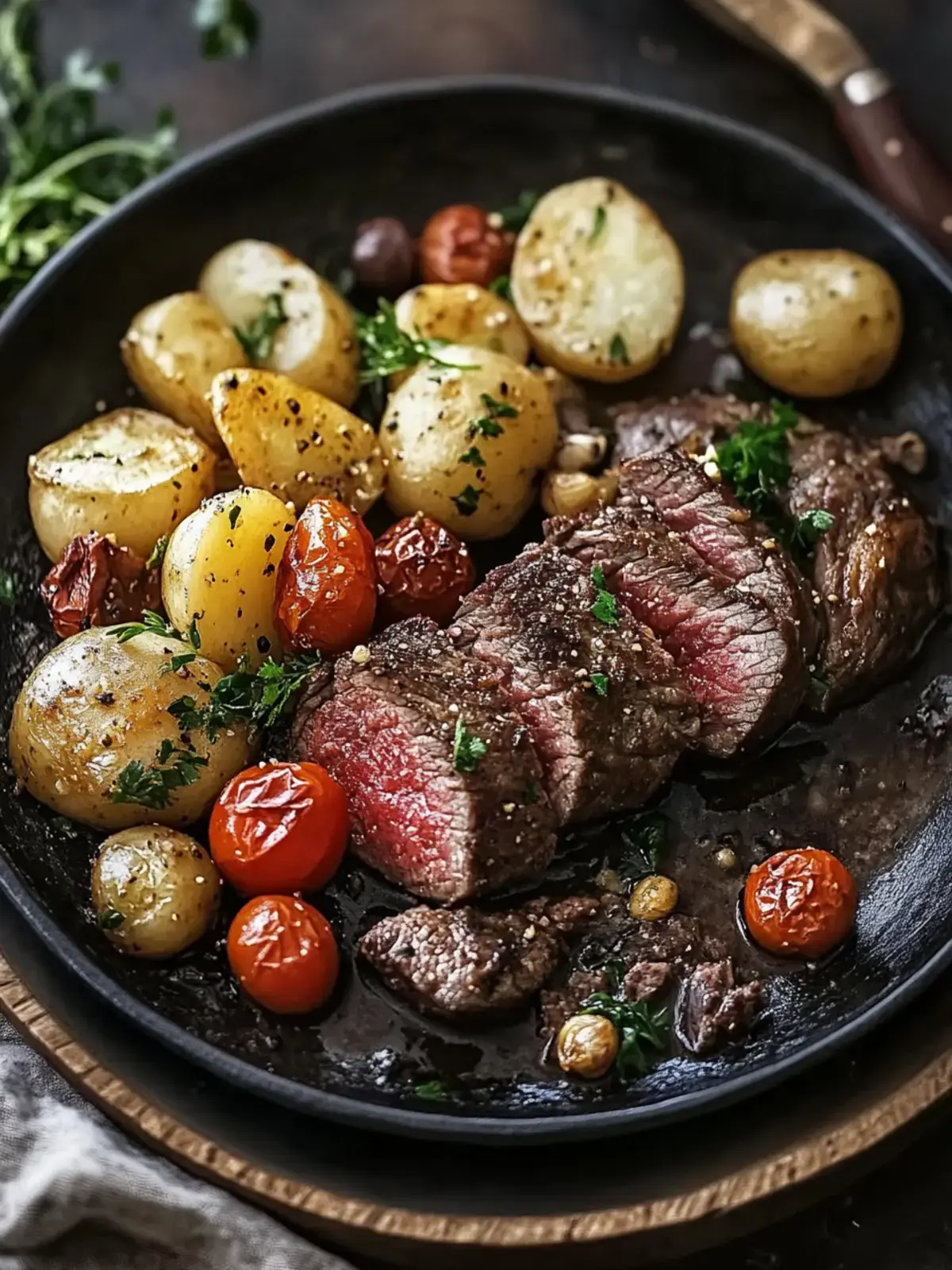 Steak und Kartoffel Pfannenessen