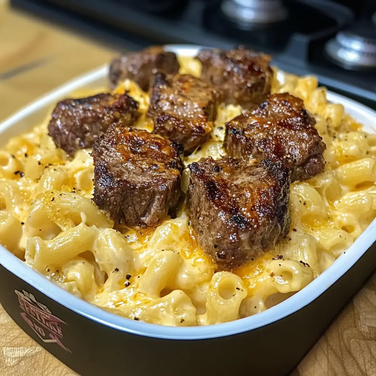 Steakstückchen mit Mac n Cheese