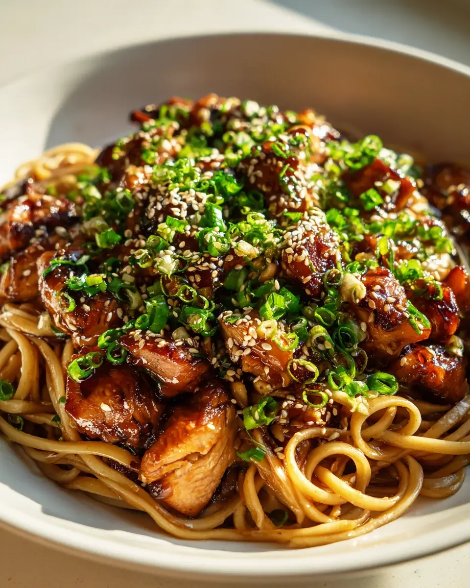 Sticky Garlic Chicken Noodles