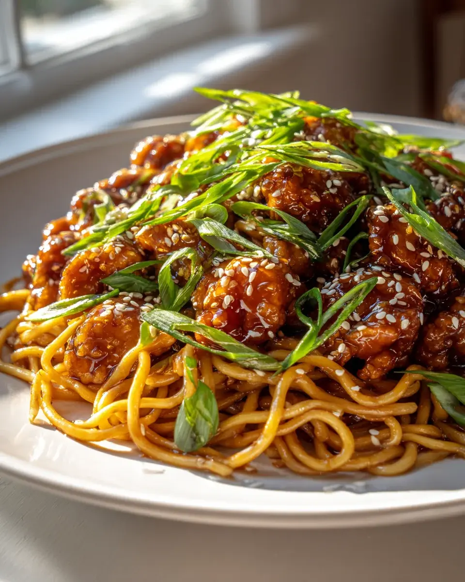Sticky Garlic Chicken Noodles