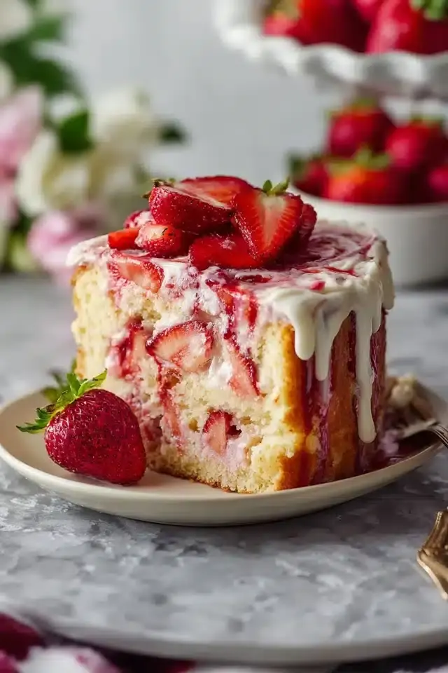Strawberry Earthquake Cake