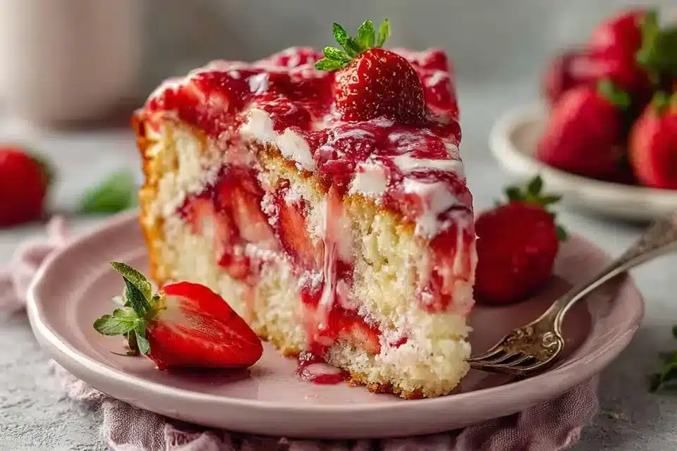 Strawberry Earthquake Cake