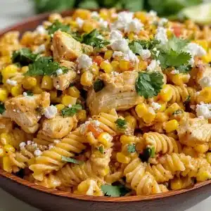 Straßenmais Hähnchen Pasta Salat