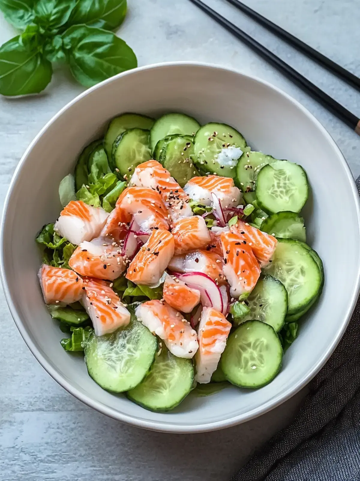 Sushi Salat mit geryuchertem Lachs