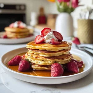 Fluffige Süße Sahne Pfannkuchen
