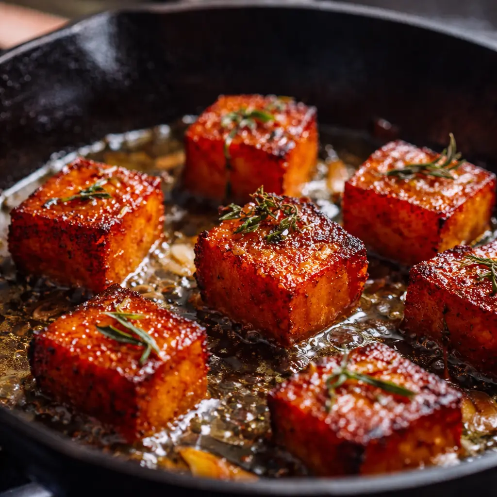 Süßkartoffel Fondant geräucherter Mandelcreme