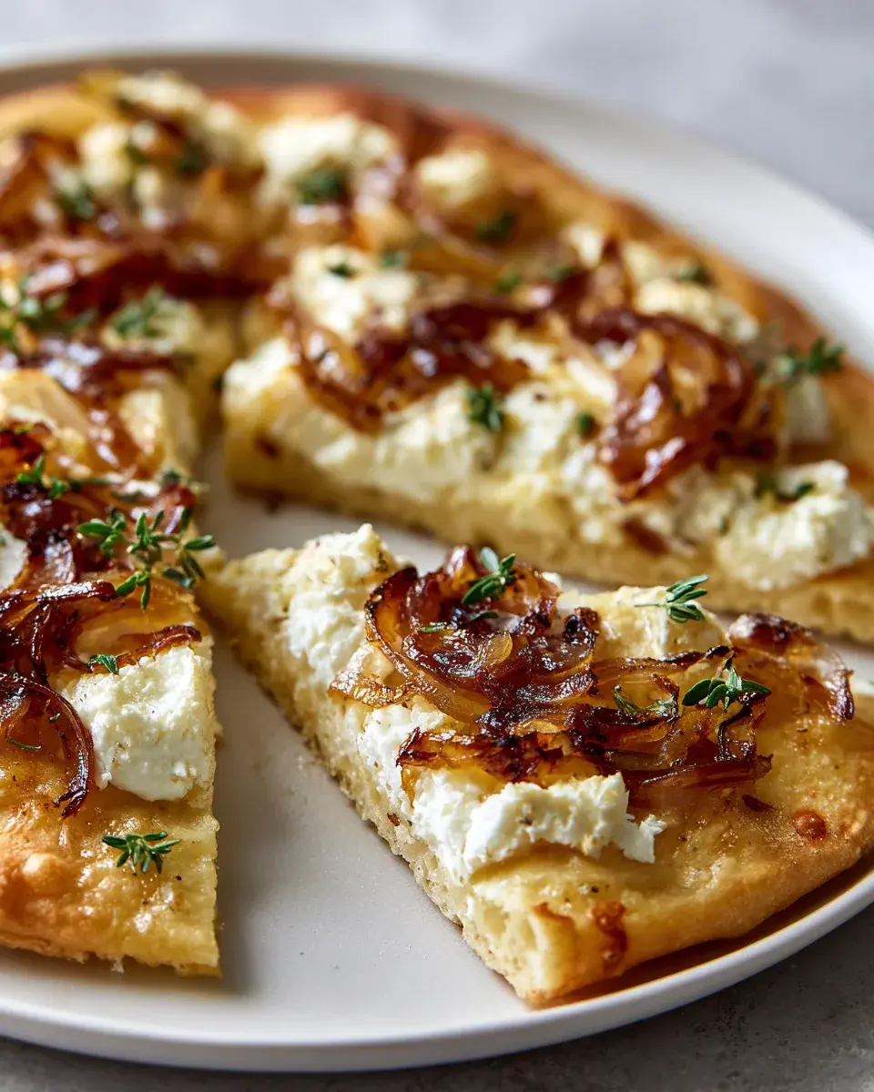 Tarte Flambée Mit Ziegenkäse Und Karamellisierten Zwiebeln