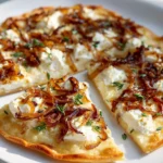 Tarte Flambye Mit Ziegenkyse Und Karamellisierten Zwiebeln