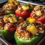Teriyaki Ananas Hyhnchen Reis gefyllte Paprika
