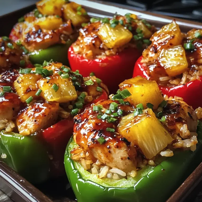 Einfache und köstliche Teriyaki Ananas Hähnchen gefüllte Paprika