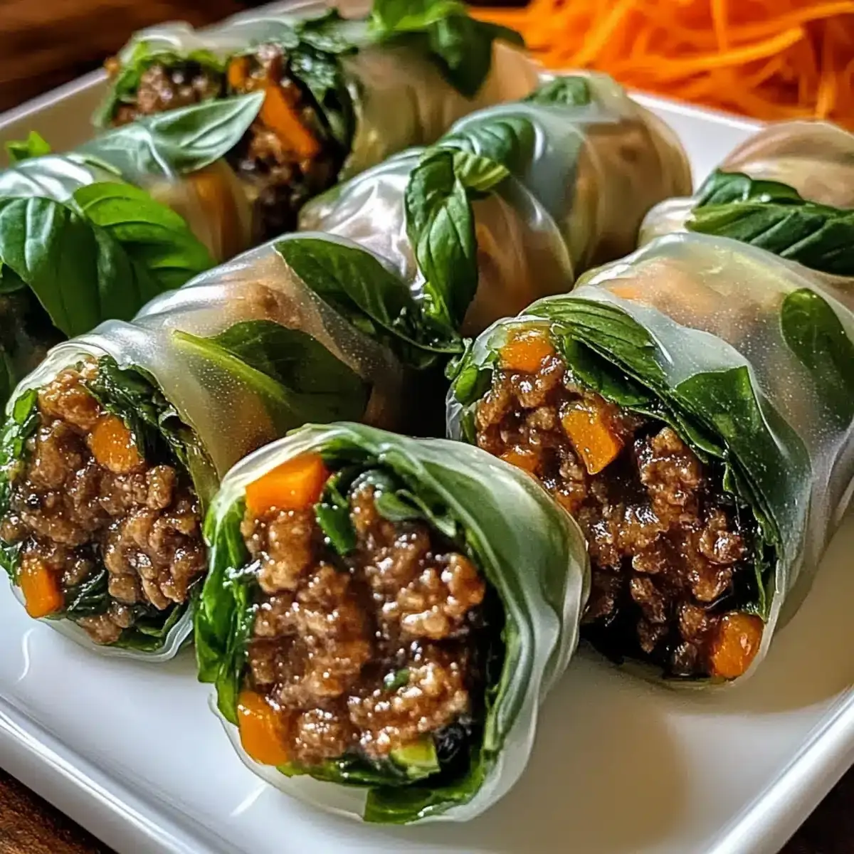 Thai-Basilikum-Rindfleisch-Rollen