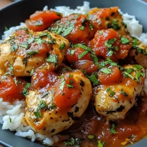 Tomatiges Hähnchen mit Reis