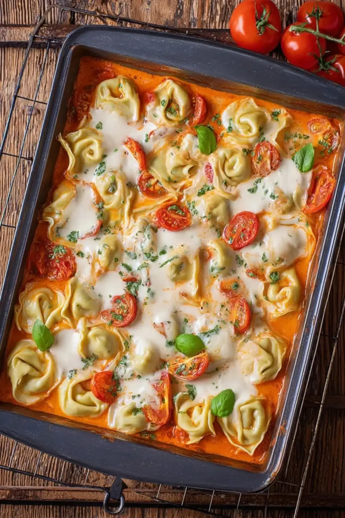 Tortellini Auflauf mit Tomaten Mozzarella