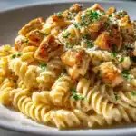 Twisted Pasta With Honey Garlic Chicken And Parmesan Cream