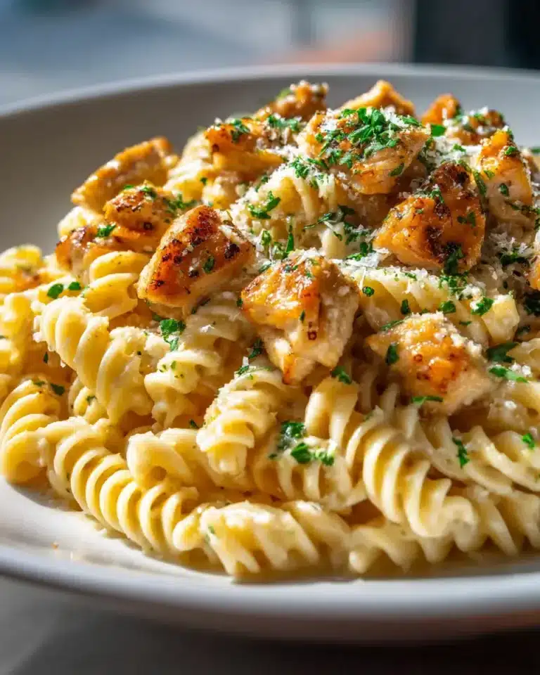 Twisted Pasta mit Honig-Knoblauch-Hähnchen & Parmesancreme – Snackerra