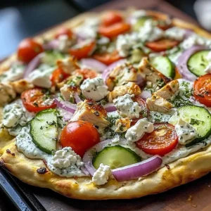 Tzatziki Hähnchen Pizza auf Naan