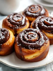 Unwiderstehliche Schoko-Zimtschnecken mit cremiger Fudge-Glasur