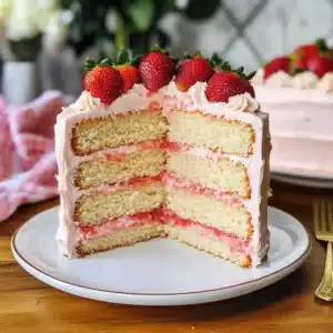 Vanille Erdbeerkuchen mit Erdbeerbuttercreme