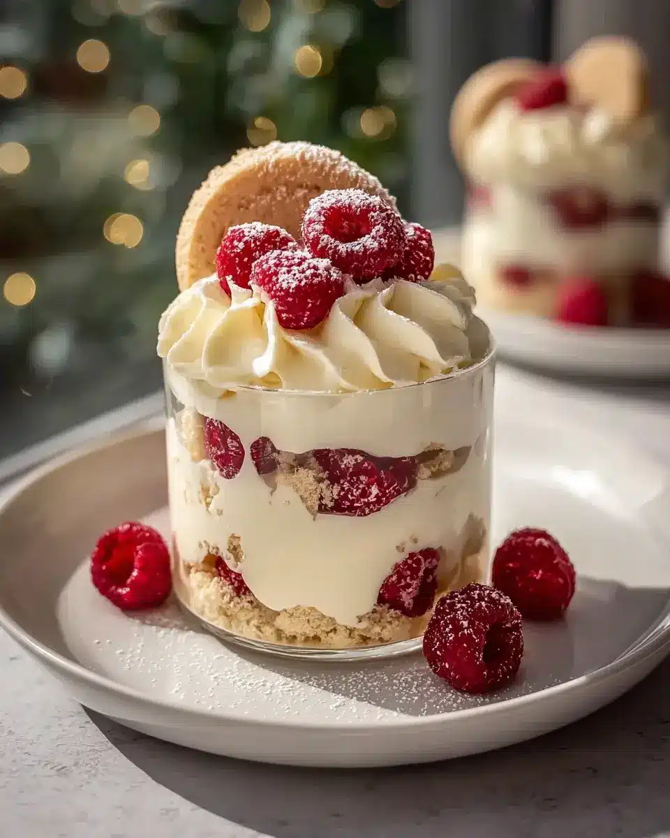 Vanillekipferl Dessert mit Himbeeren