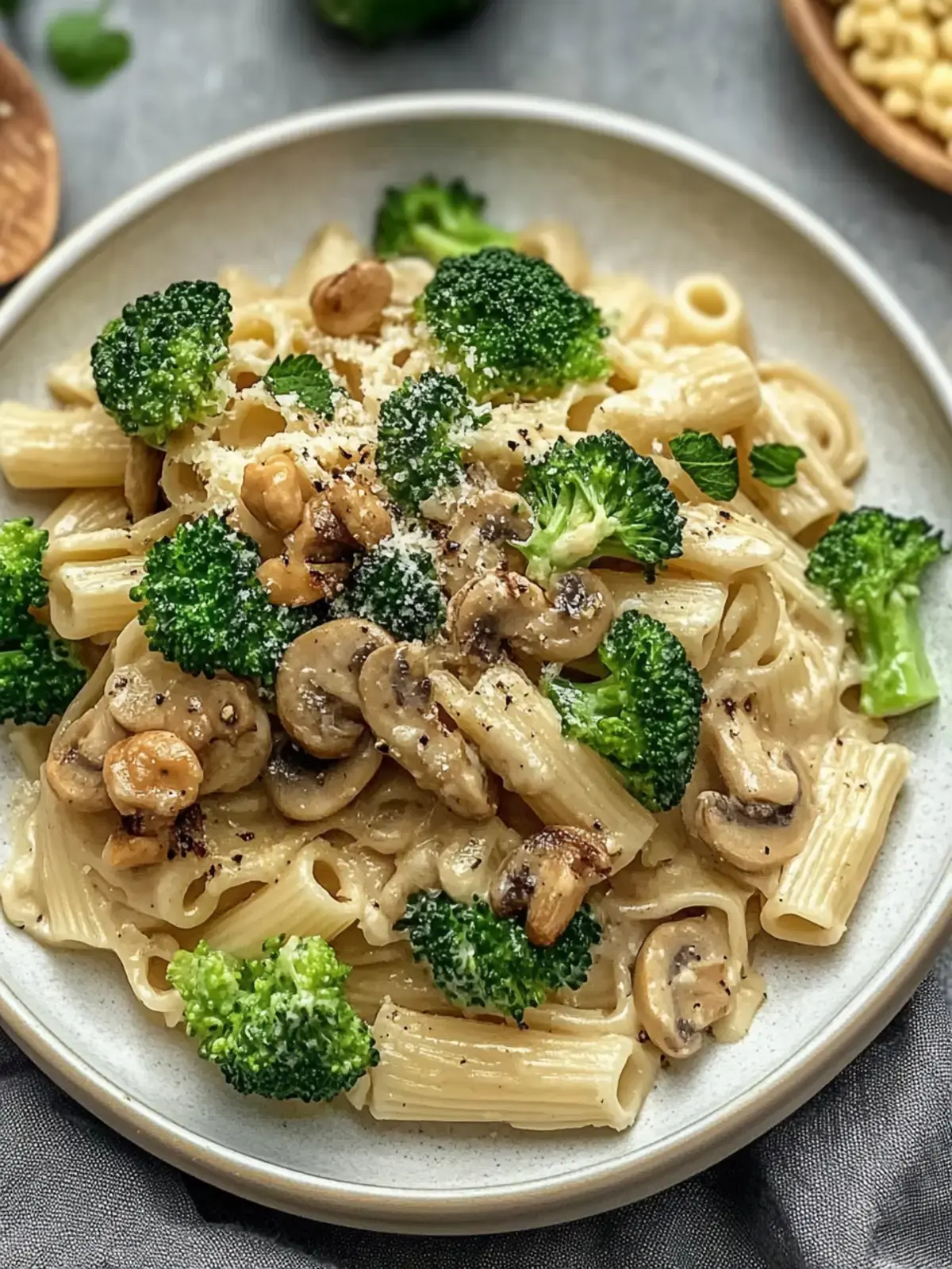 Vegane Pilz und Brokkoli Pasta