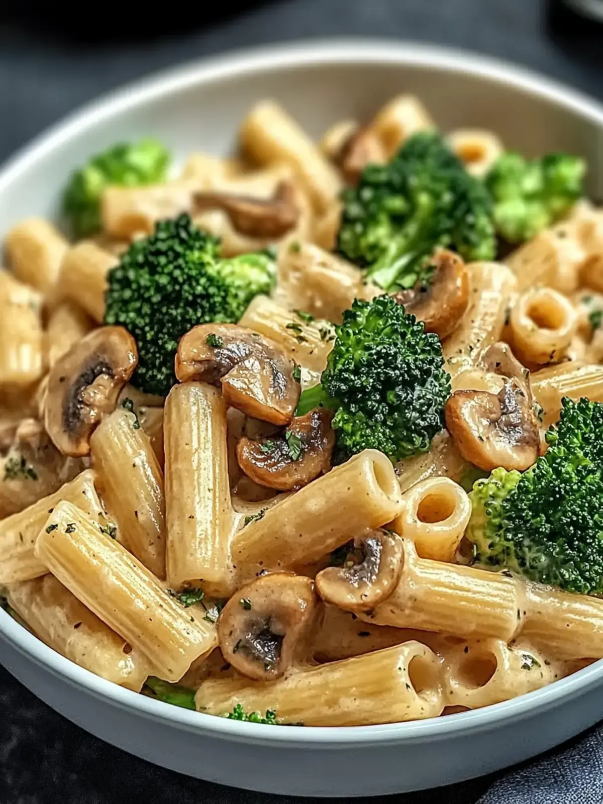 Vegane Pilz und Brokkoli Pasta