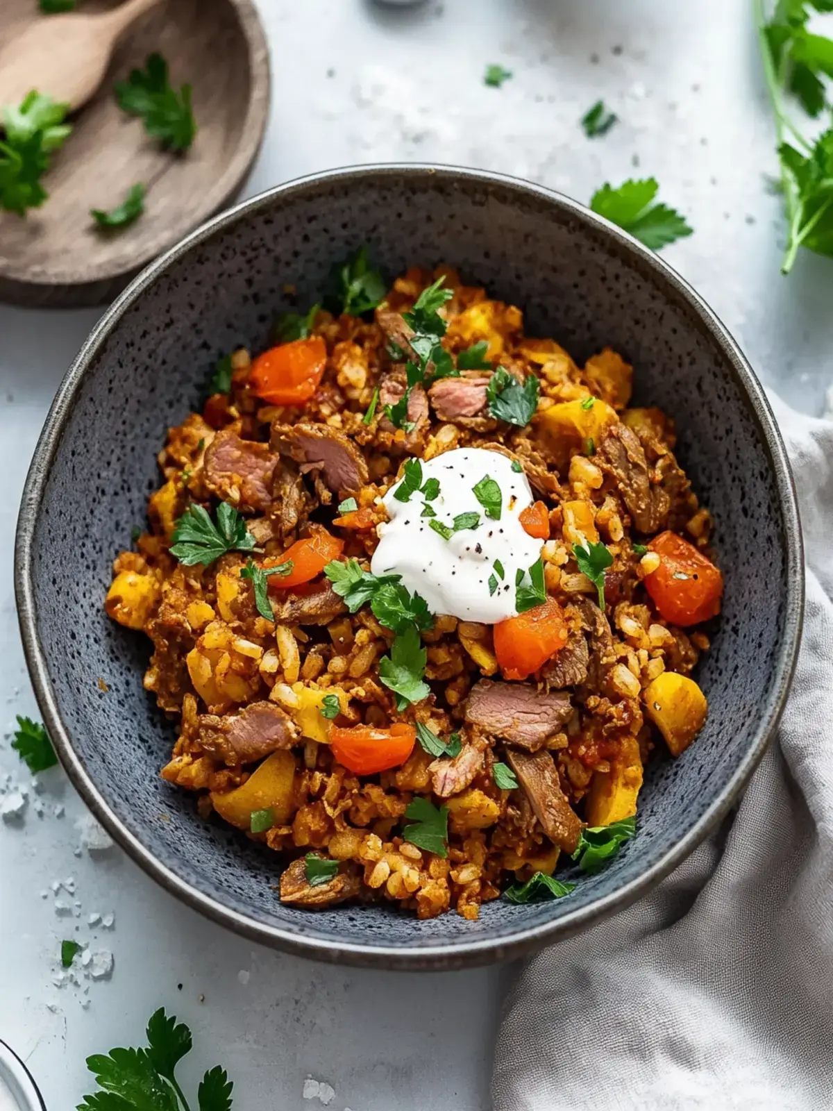 Vegane Spitzkohlpfanne mit Hackfleisch