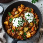 Vegane Spitzkohlpfanne mit Hackfleisch