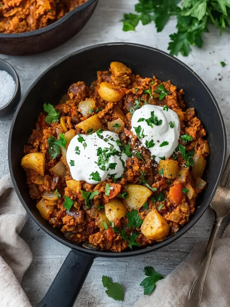 Vegane Spitzkohlpfanne mit Hack – einfaches Comfort Food