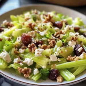 Walnuss Sellerie Salat mit Feta und Datteln