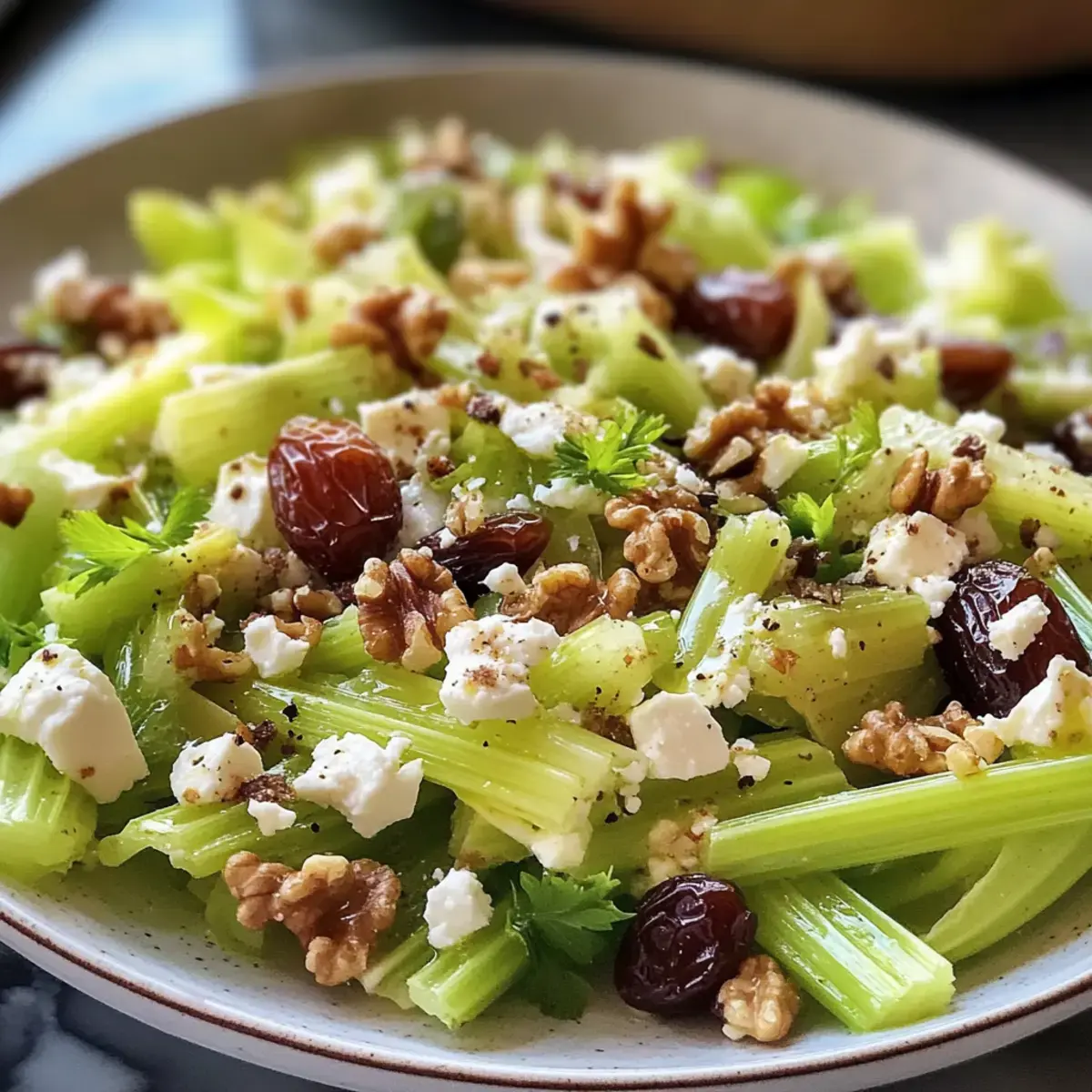 Walnuss Sellerie Salat mit Feta