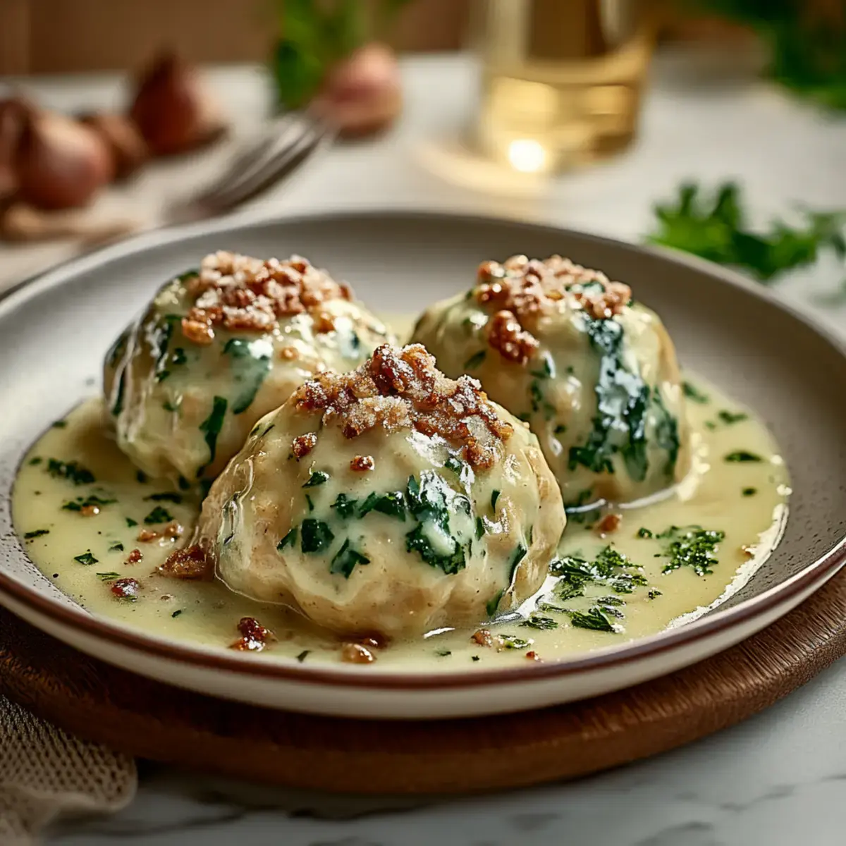 Walnuss Spinatknödel