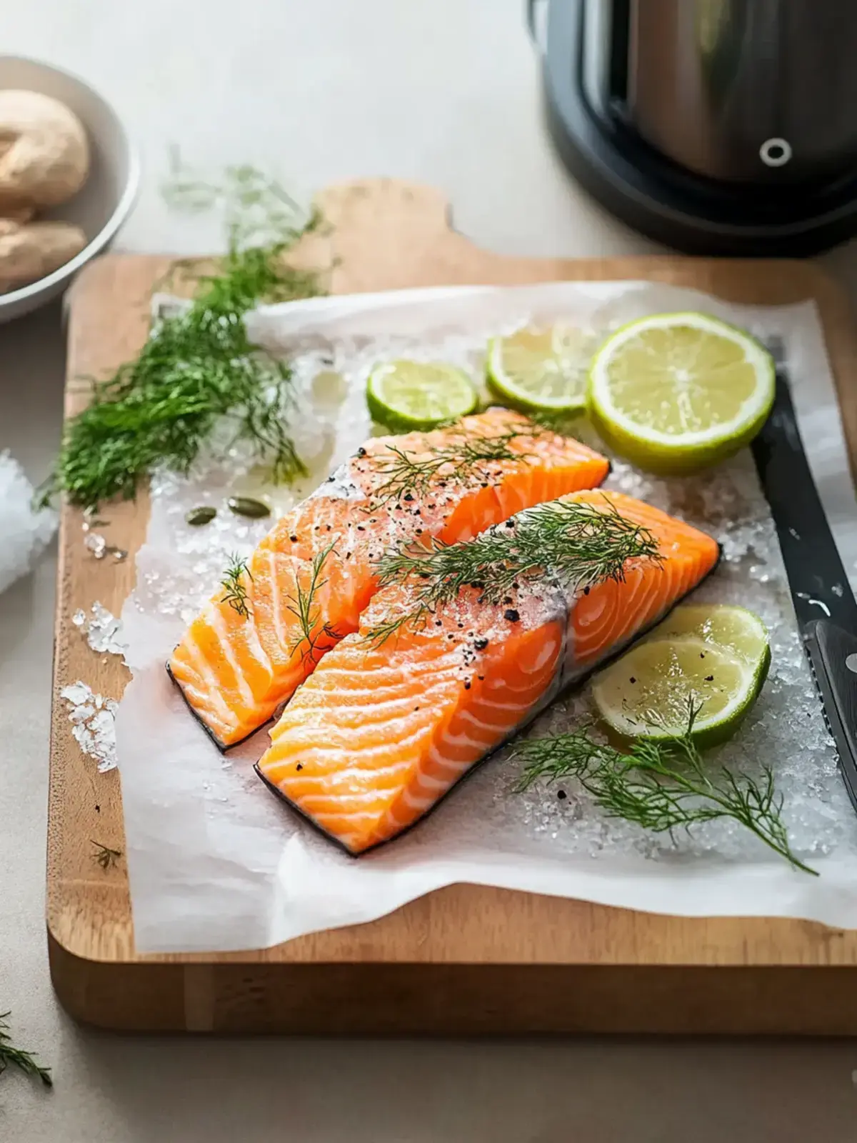 Wilder Knoblauch Lachs Heiyluftfritteuse