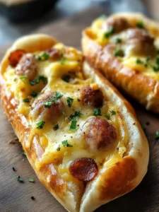 Wurst Ei und Käse Frühstück Roll-Ups