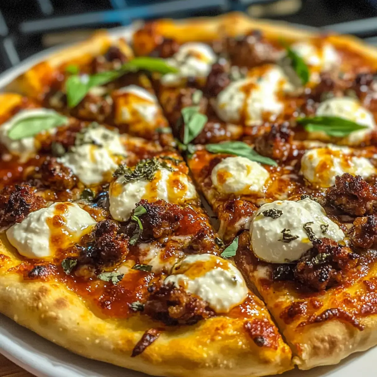 Wurst Ricotta Honig Heiße Pizza
