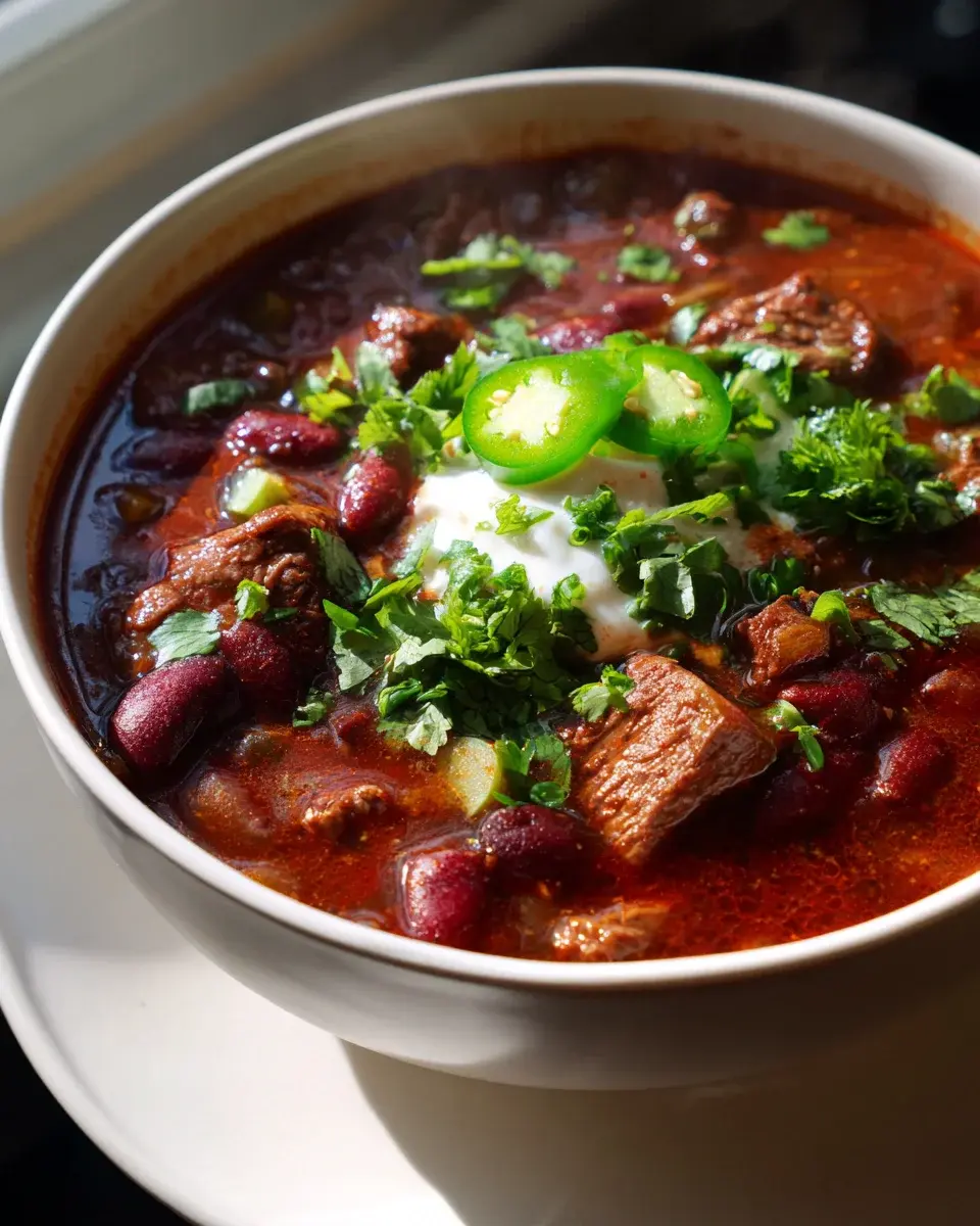 Würzige Chili Con Carne Suppe mit Bohnen