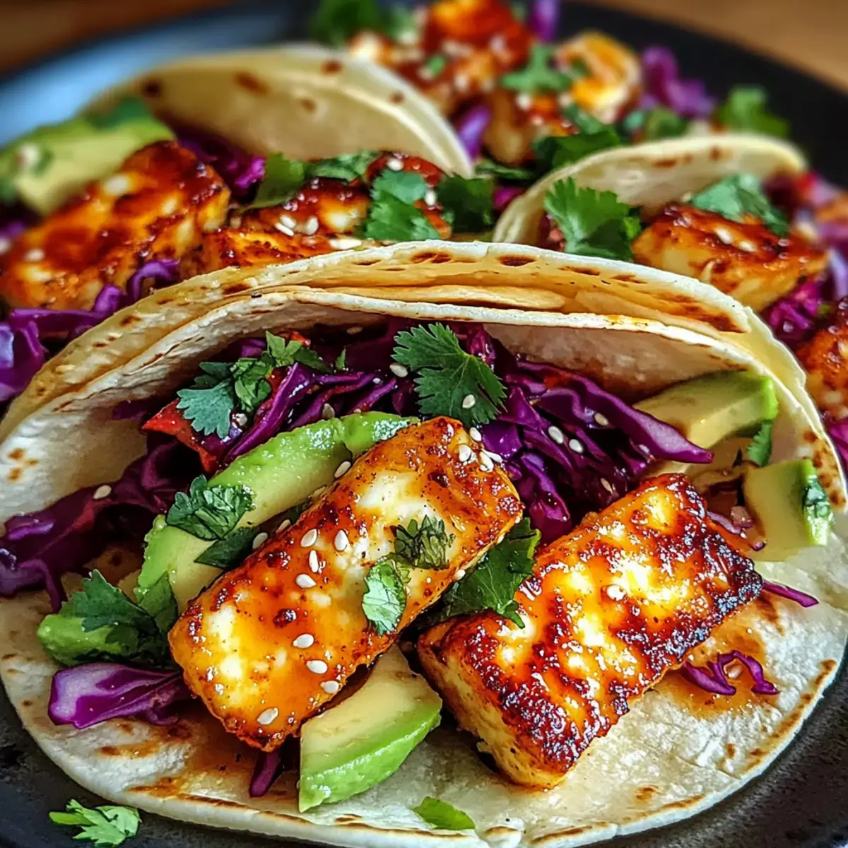 Würzige Honig-Halloumi-Tacos