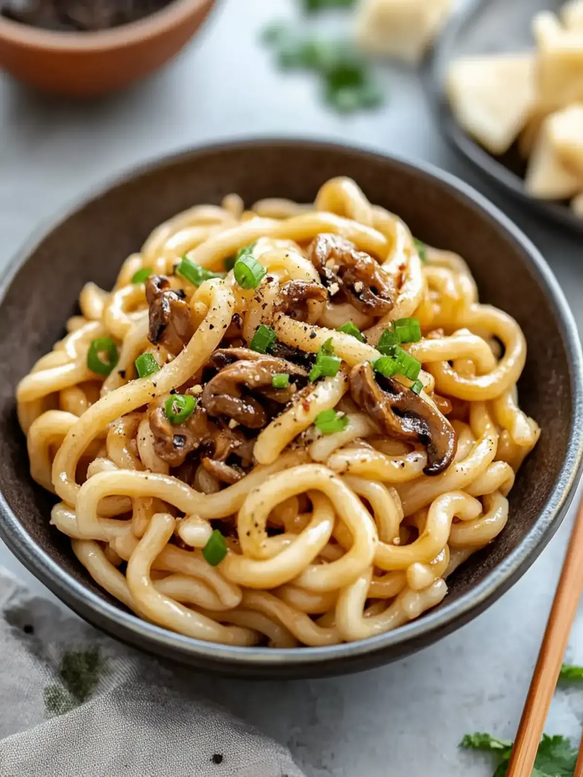 Würzige Knoblauch Udon Nudeln