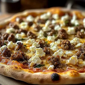 Würzige Wurst Feta Honig Pizza