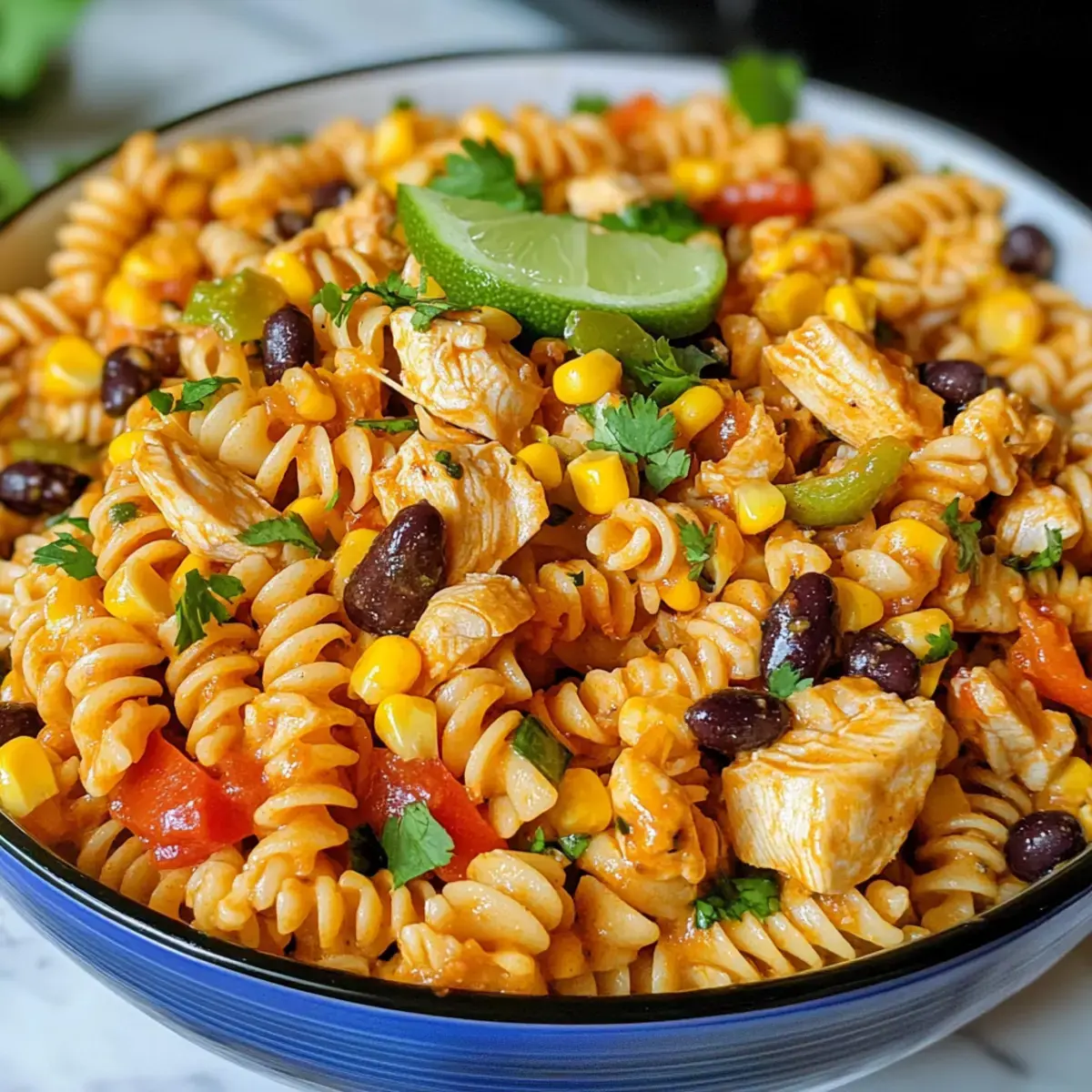 Würziger Hähnchen-Enchilada-Pasta-Salat