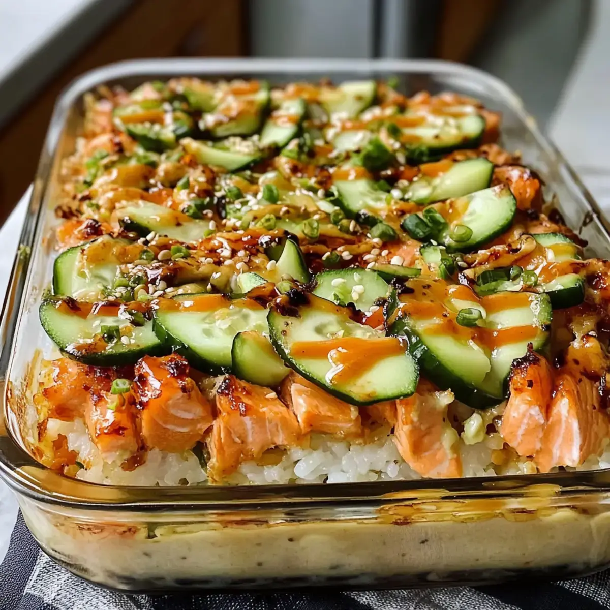 Würziger Lachs Sushi Auflauf