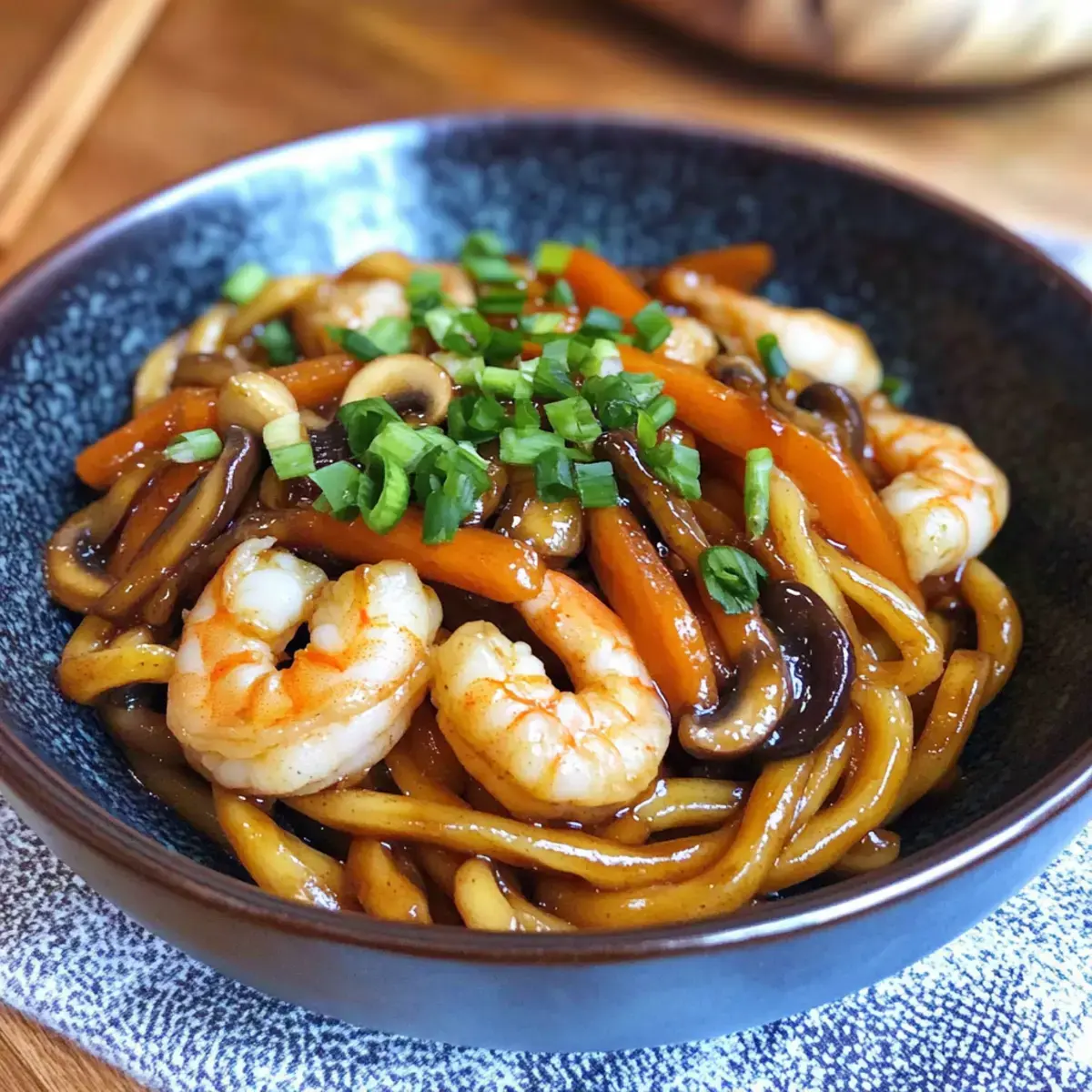 Yaki Udon mit Garnelen