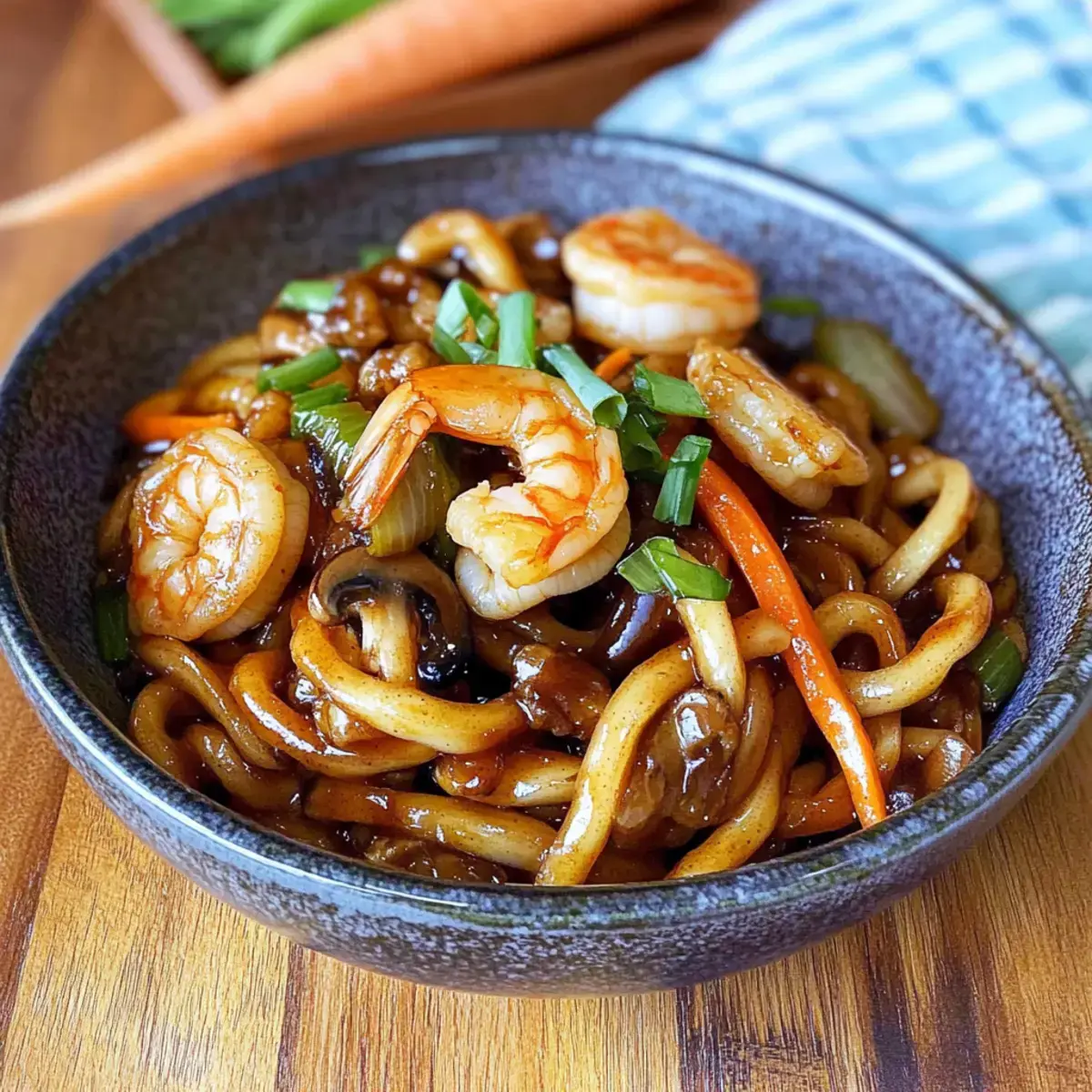 Yaki Udon mit Garnelen