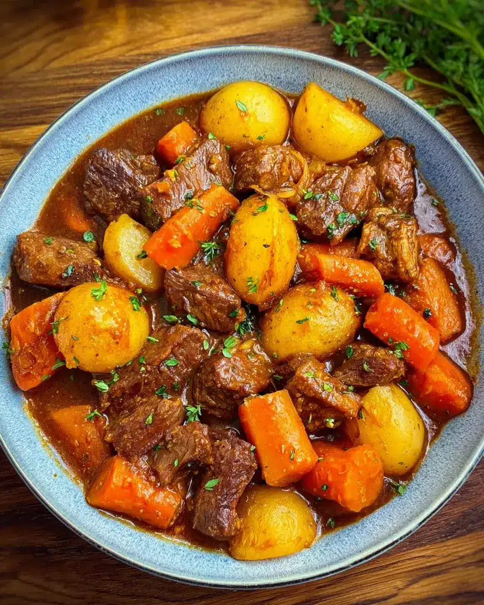 Zarter Gulasch Eintopf mit Kartoffeln und Myhren