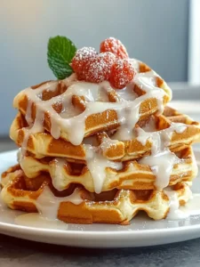 Fluffige Zimtschnecken-Waffeln mit Frischkäse-Glasur